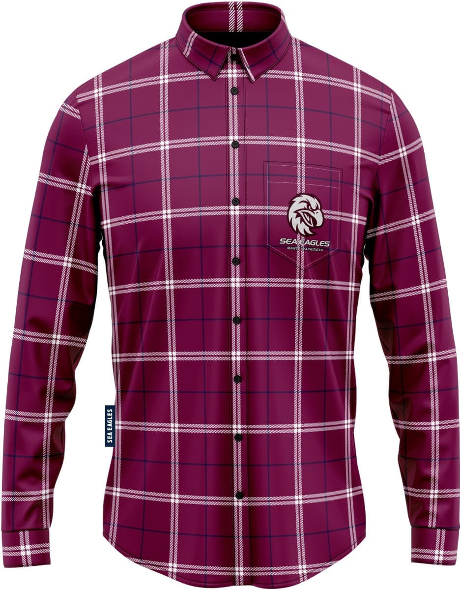 Manly Sea Eagles NRL Mens Mustang Flannel Shirt