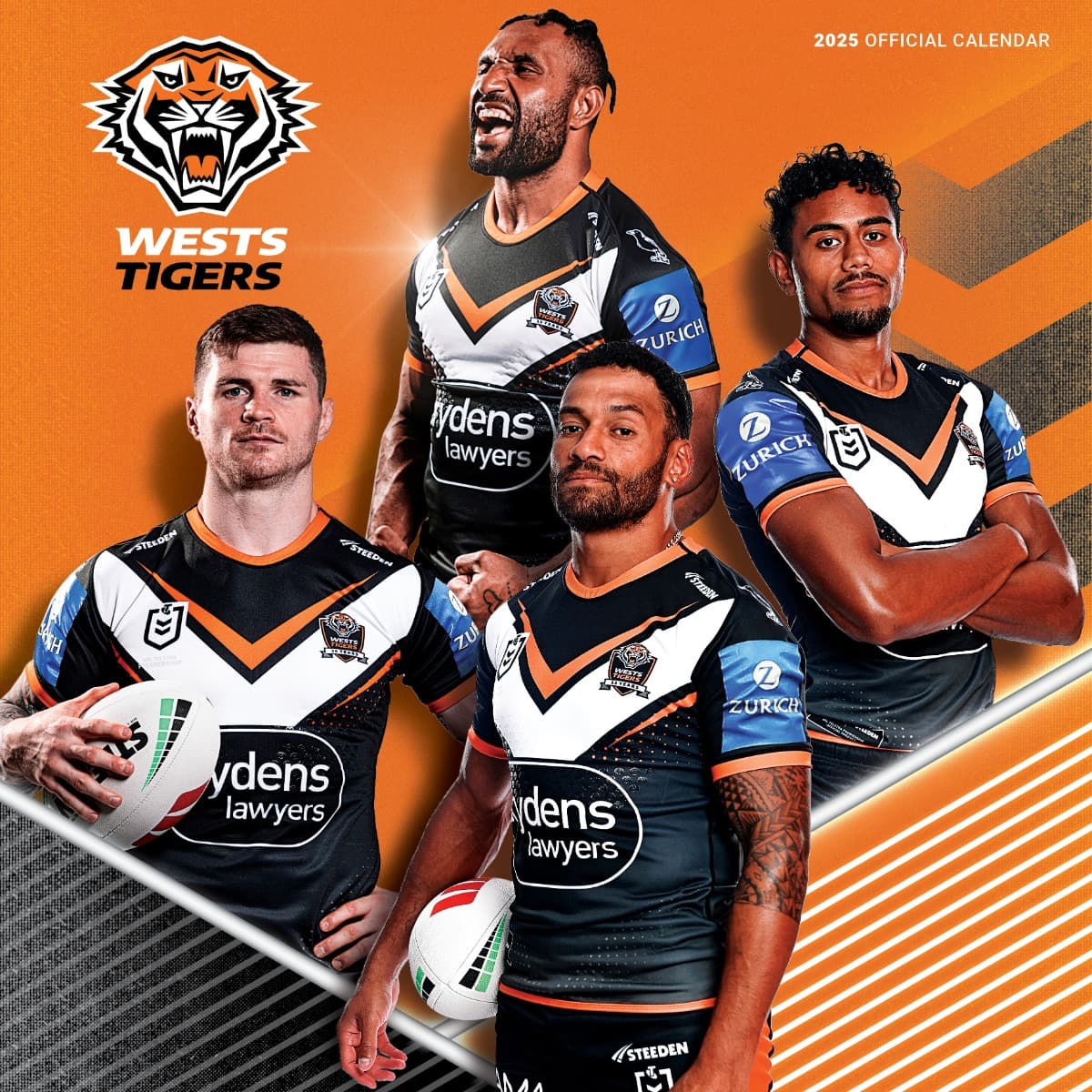 Wests Tigers 2025 NRL Team Wall Calendar