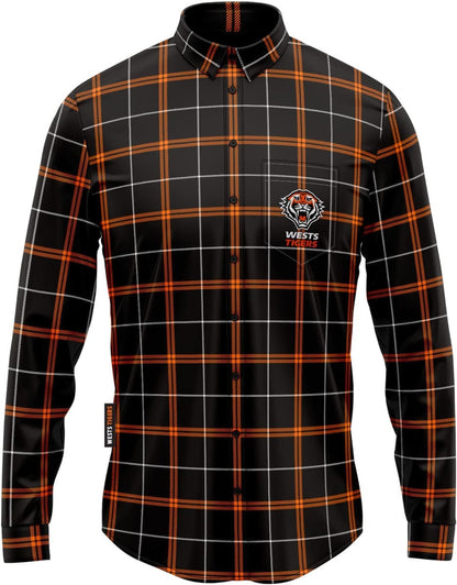 Wests Tigers NRL Mens Mustang Flannel Shirt