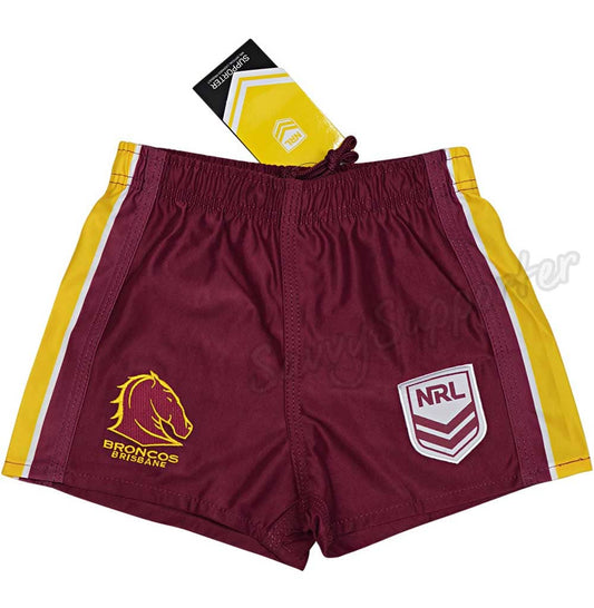 Brisbane Broncos 2025 NRL Kids Supporter Footy Shorts