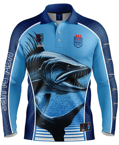 NSW Blues 2025 State of Origin Mens Barracuda Fishing Shirt
