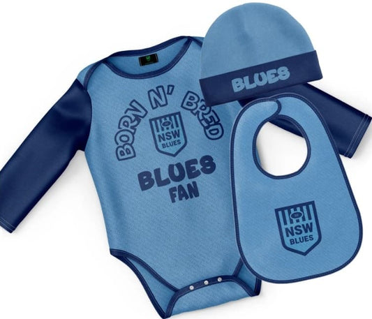NSW Blues State of Origin Toddler Born & Bred 3pc Gift Set