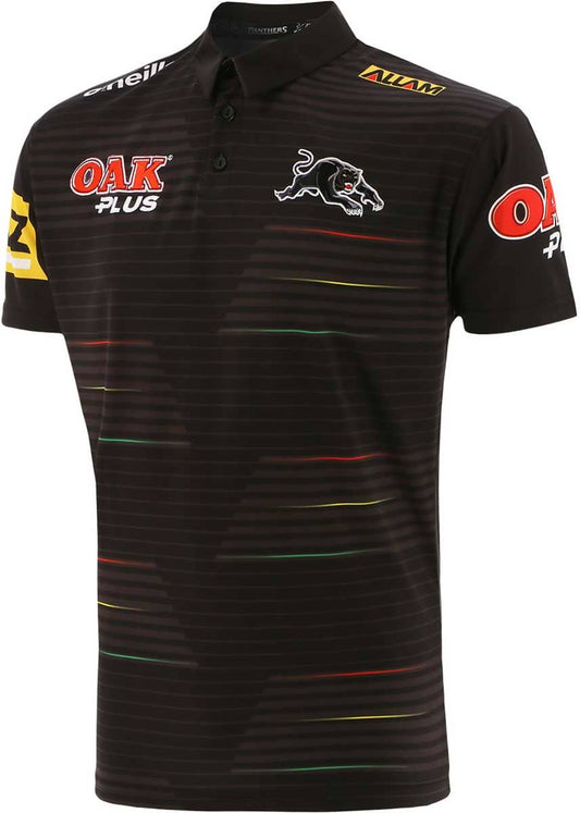 Penrith Panthers NRL Mens NRL Black Media Polo Shirt