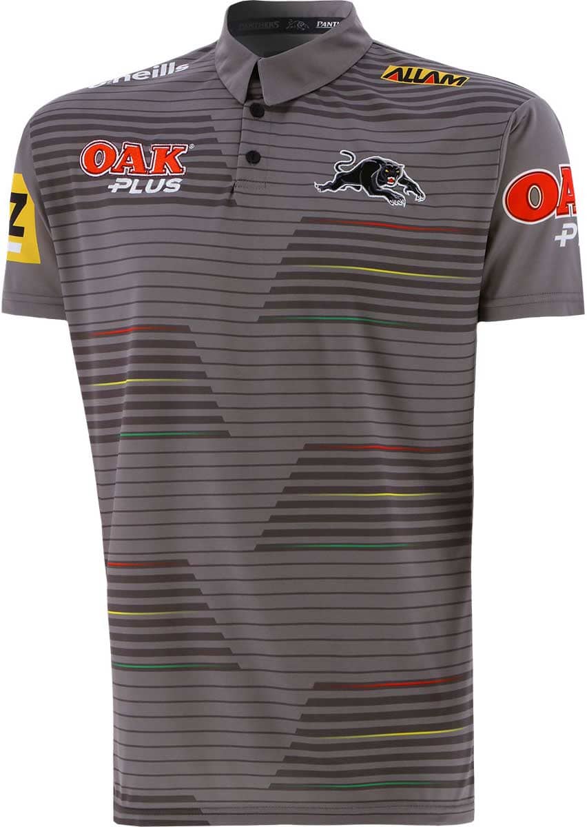 Penrith Panthers NRL Mens Grey Media Polo Shirt