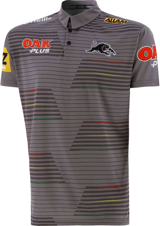 Penrith Panthers NRL Mens Grey Media Polo Shirt