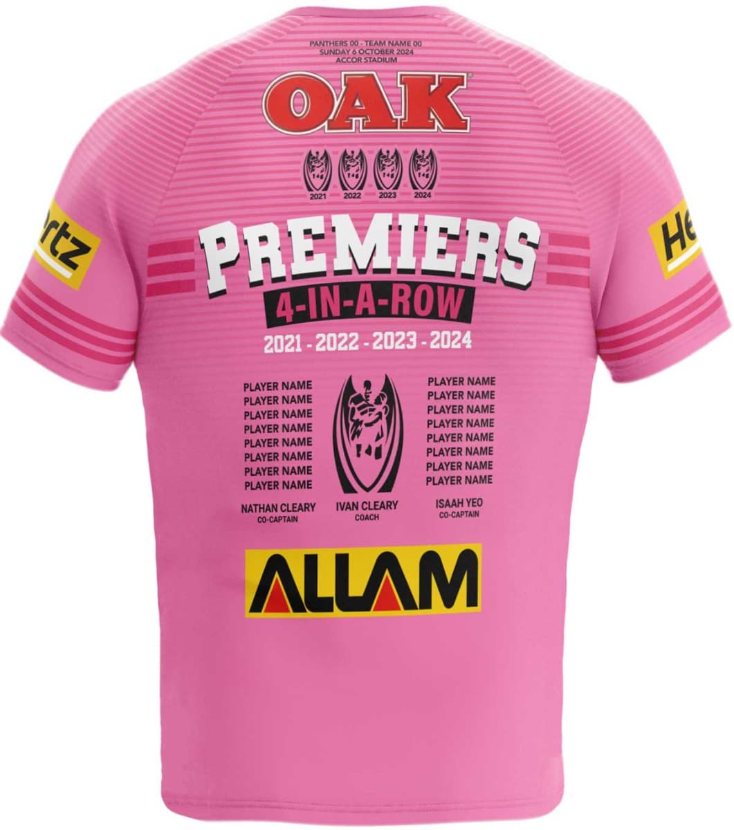 Penrith Panthers 2024 NRL Mens Four Peat Premiers Jersey ****Sizes SMALL - X-LARGE (Due late January 2025) ****