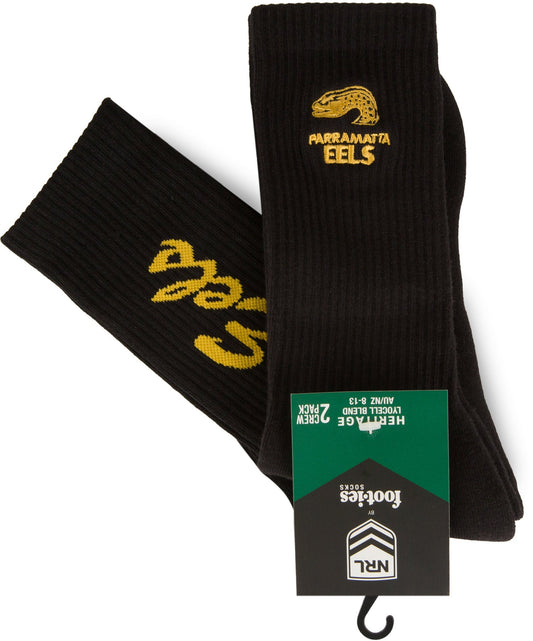 Parramatta Eels 2026 NRL Mens Black Sneaker Sock 2 Pack Size 8-13 Mens