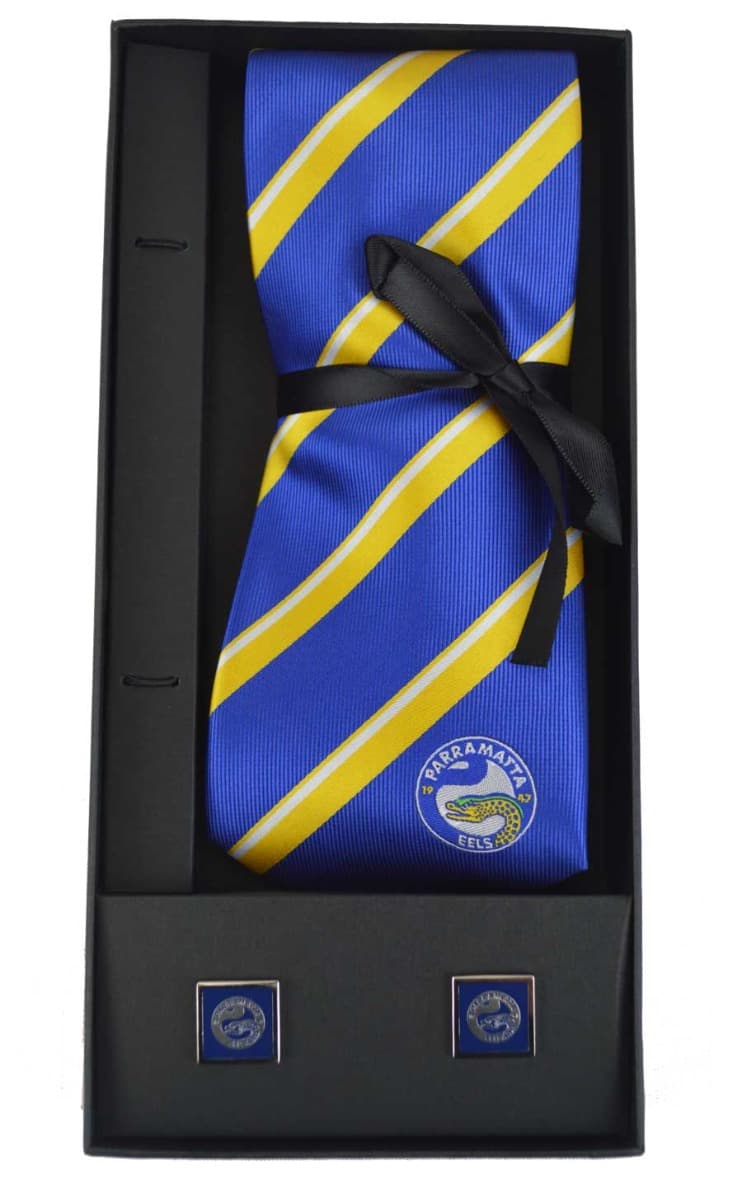 Parramatta Eels NRL Cuff Links and Tie Gift Set