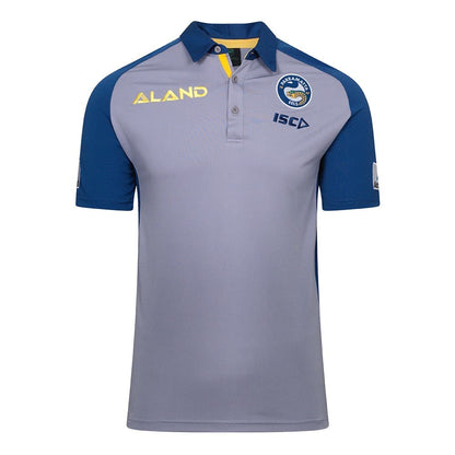 Parramatta Eels NRL Mens Mid Grey Media Polo Shirt