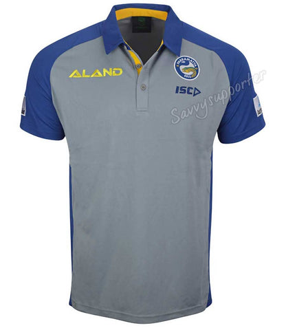 Parramatta Eels NRL Mens Mid Grey Media Polo Shirt