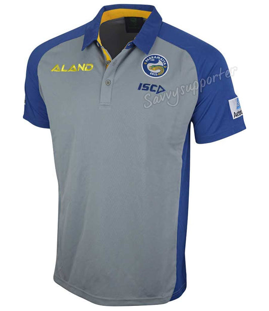 Parramatta Eels NRL Mens Mid Grey Media Polo Shirt