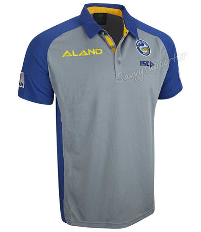 Parramatta Eels NRL Mens Mid Grey Media Polo Shirt