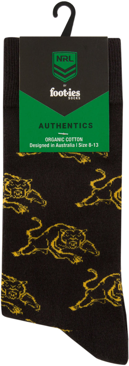 Penrith Panthers 2026 NRL Mens 8-13 Black Cotton Crew Sock