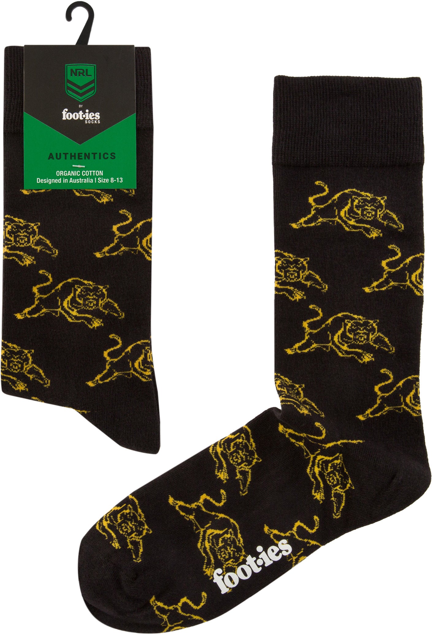 Penrith Panthers 2026 NRL Mens 8-13 Black Cotton Crew Sock