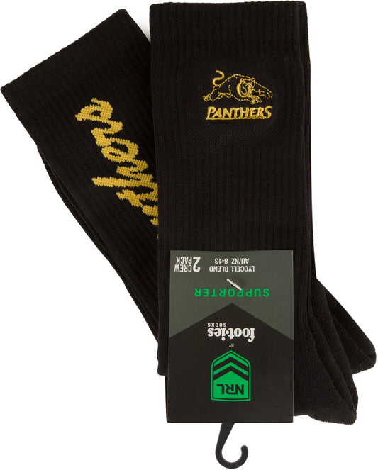 Penrith Panthers 2026 NRL Mens Black Sneaker Sock 2 Pack Size 8-13 Mens