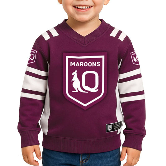 QLD Maroons 2025 NRL Toddler Quarterback Pullover Jumper