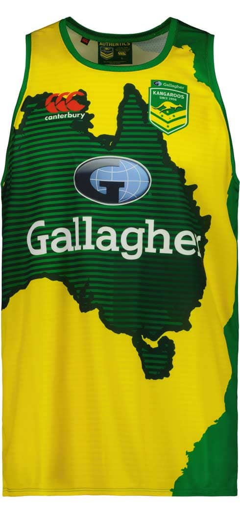 Australian Kangaroos Mens Gold Training Singlet