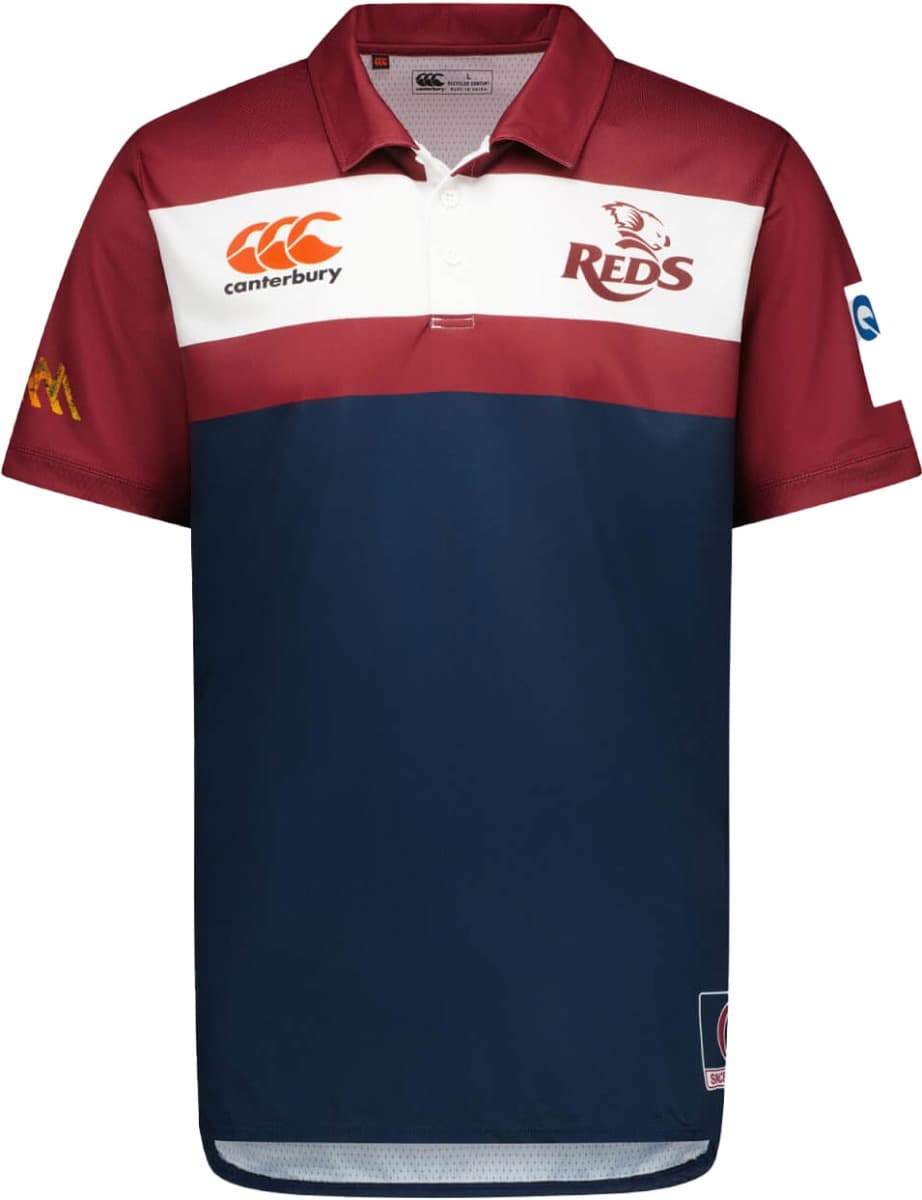 Queensland Reds 2024 Rugby Union Mens Maroon Media Polo Shirt