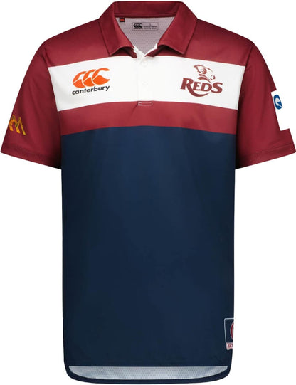 Queensland Reds 2024 Rugby Union Mens Maroon Media Polo Shirt