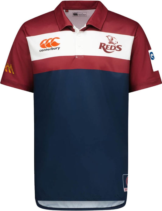 Queensland Reds 2024 Rugby Union Mens Maroon Media Polo Shirt