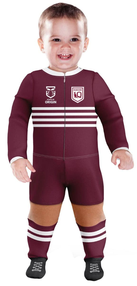QLD Maroons State of Origin NRL Infant Zip Footysuit