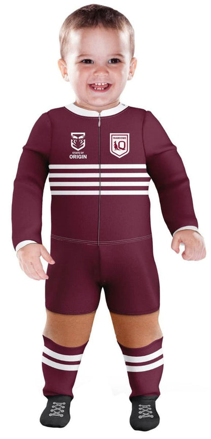 QLD Maroons State of Origin NRL Infant Zip Footysuit