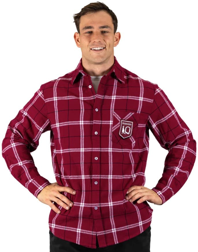 QLD Maroons State of Origin Mens Mustang Flannel Shirt