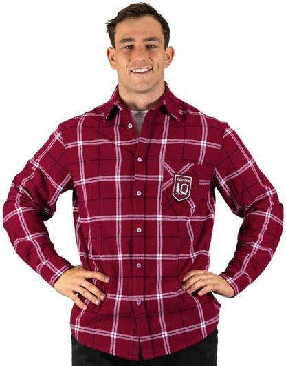 QLD Maroons State of Origin Mens Mustang Flannel Shirt