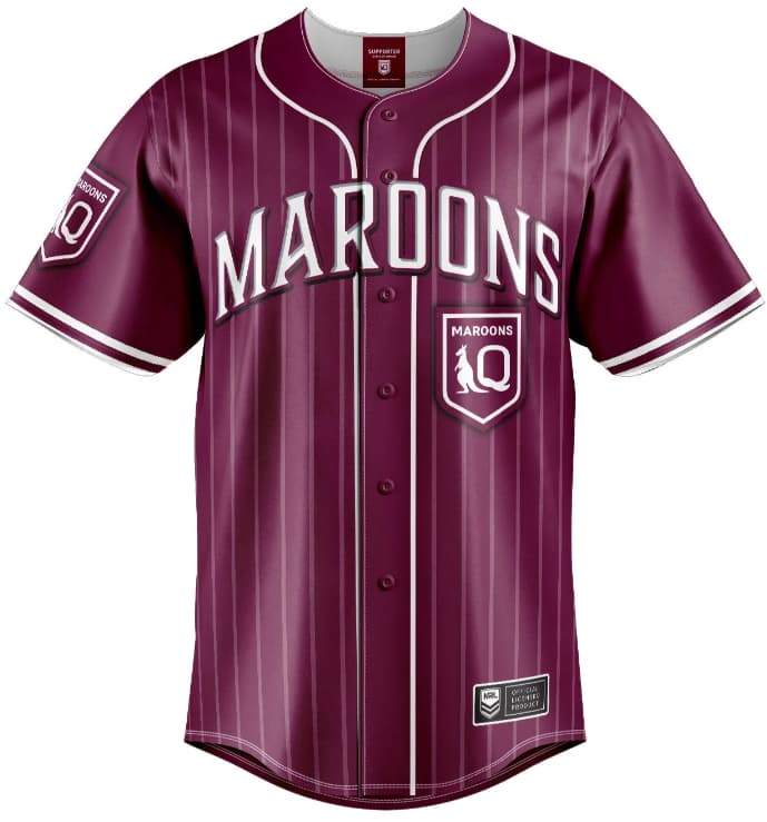 QLD Maroons State of Origin Mens Slugger Baseball Shirt