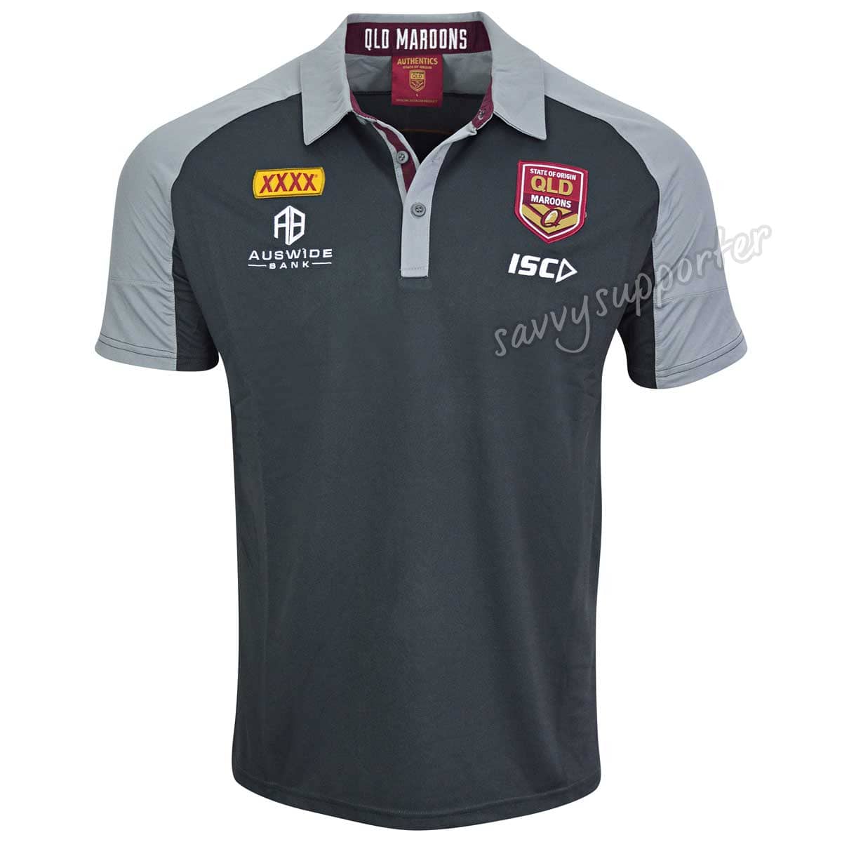 QLD Maroons State of Origin Mens Carbon Polo Shirt