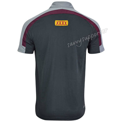 QLD Maroons State of Origin Mens Carbon Polo Shirt