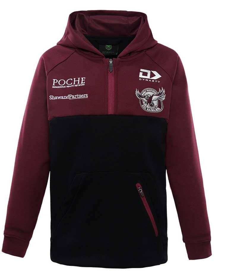 Manly Sea Eagles NRL Mens Black Qtr Zip Hoodie