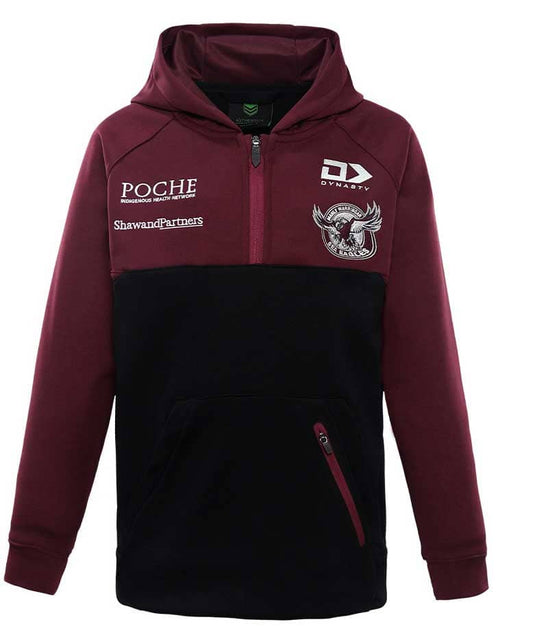 Manly Sea Eagles NRL Mens Black Qtr Zip Hoodie