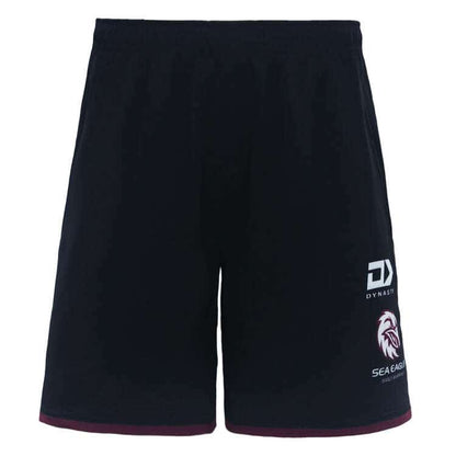 Manly Sea Eagles 2024 NRL Mens Black Gym Shorts Zip Pockets
