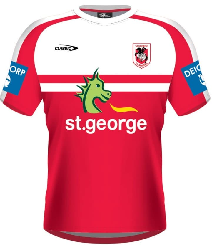 St George Dragons NRL Mens Red / White Training Shirt