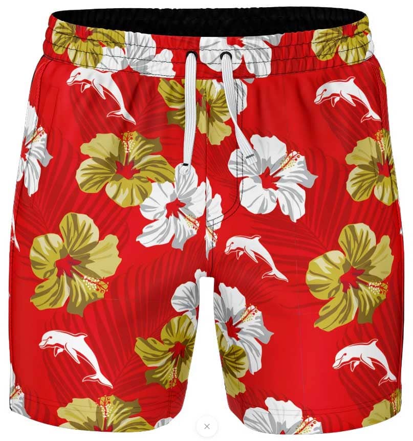 Redcliffe Dolphins NRL Mens Aloha Volley Swim Shorts