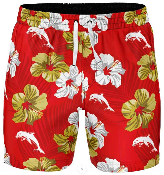 Redcliffe Dolphins NRL Mens Aloha Volley Swim Shorts