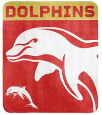 Redcliffe Dolphins NRL Polar Fleece Blanket 150cm x 130cm