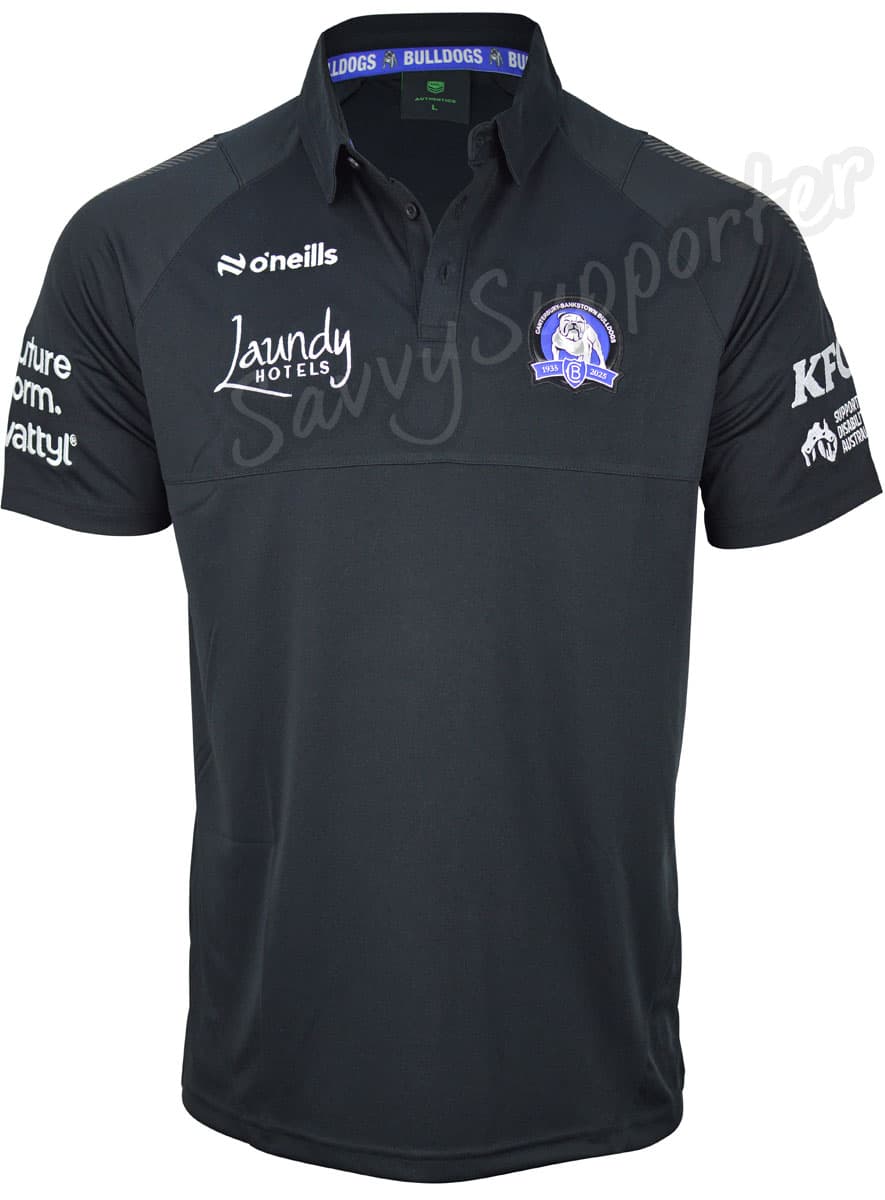 Canterbury Bulldogs 2025 NRL Ladies Black Media Polo Shirt