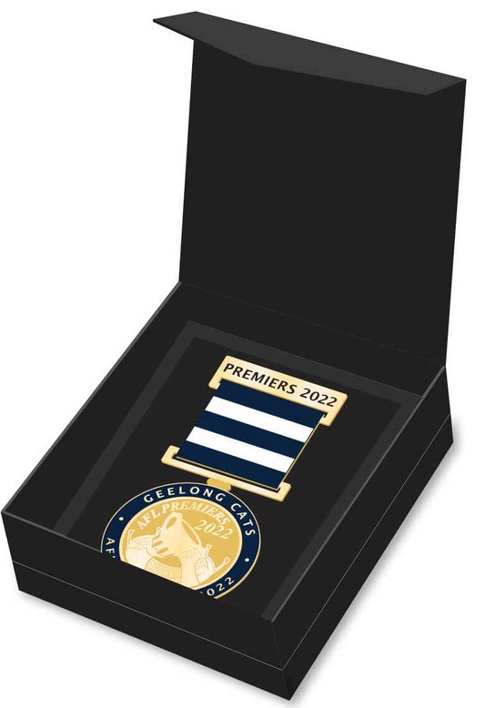Geelong Cats 2022 AFL Premiers Medal with Ribbon (Boxed)