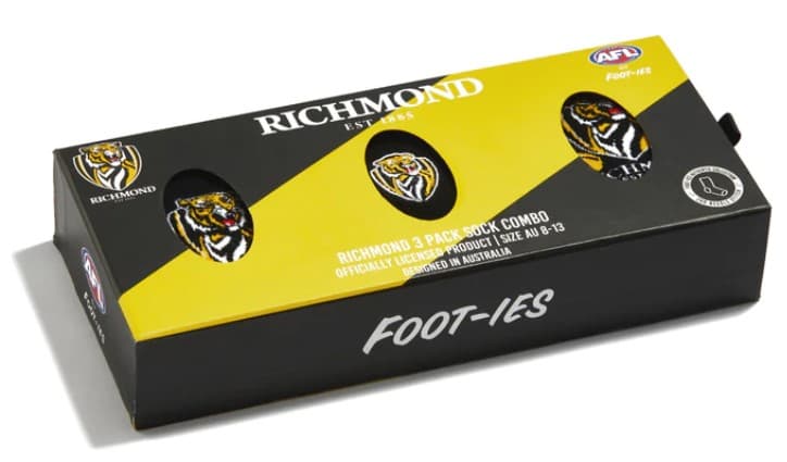 Richmond Tigers AFL Adults 3 Pack Socks Gift Box