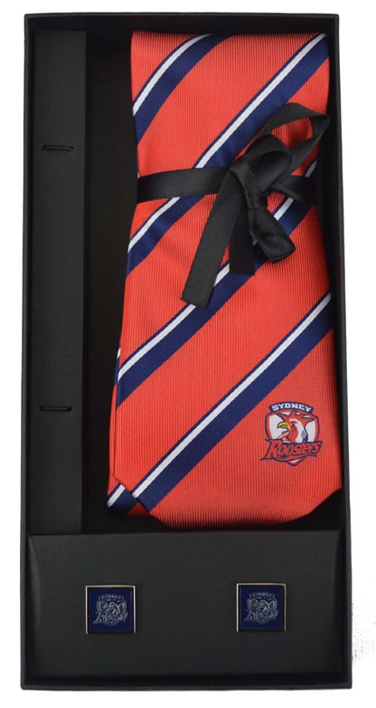 Sydney Roosters NRL Cuff Links and Tie Gift Set