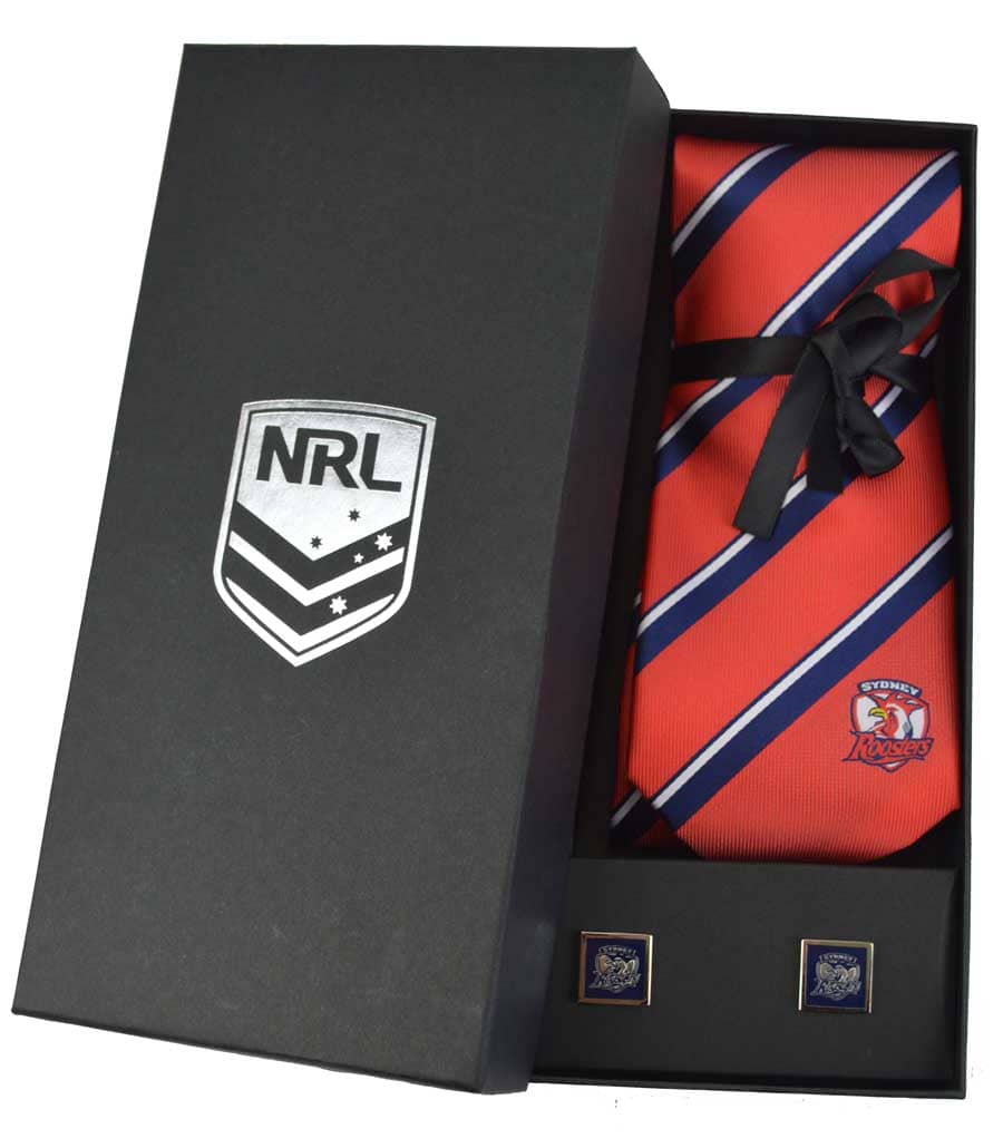 Sydney Roosters NRL Cuff Links and Tie Gift Set