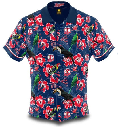 Sydney Roosters NRL Mens Hibiscus Hawaiian Shirt