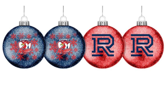 Sydney Roosters NRL Christmas Glitter Baubles (set of 4)