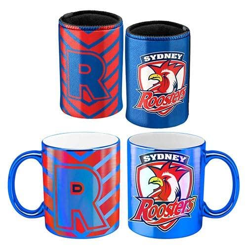 Sydney Roosters NRL Metallic Can Cooler and Mug Gift Pack