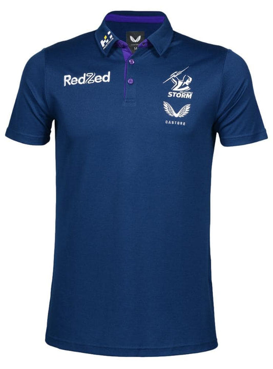 Melbourne Storm NRL Mens Navy Players Media Polo Shirt