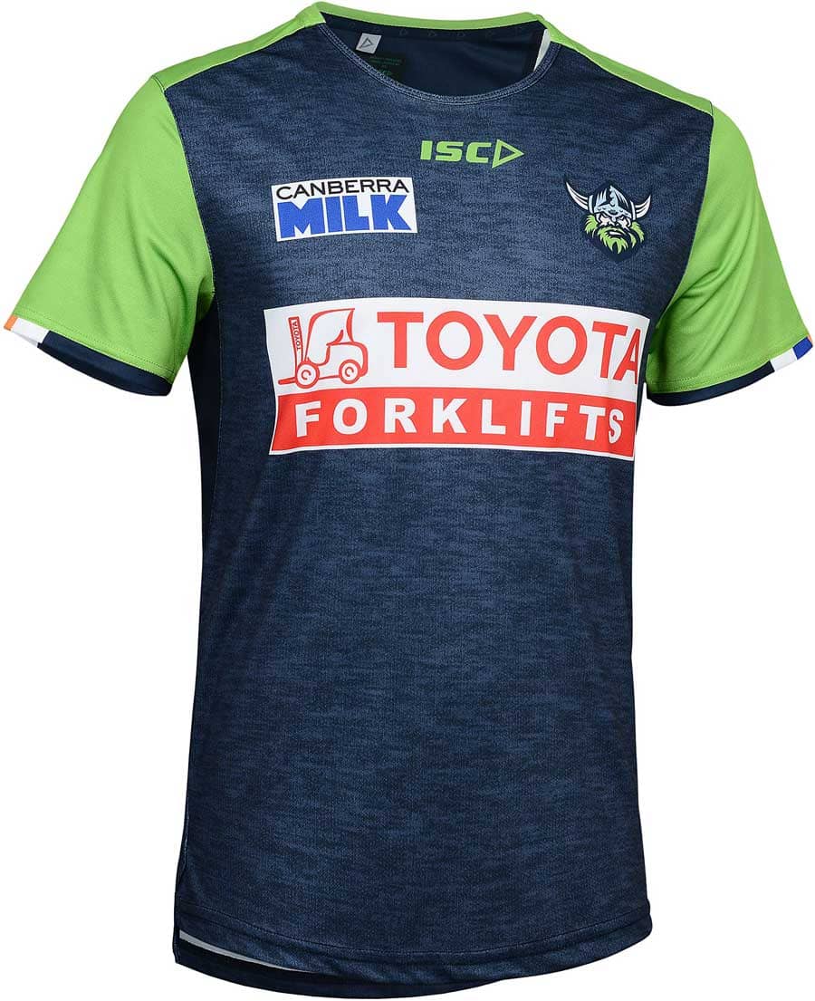 Canberra Raiders NRL Mens Navy Green Training Shirt
