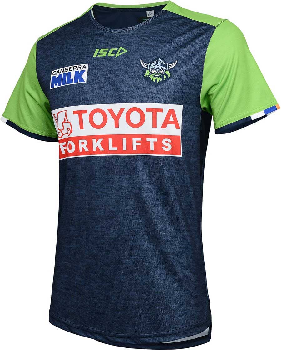 Canberra Raiders NRL Mens Navy Green Training Shirt