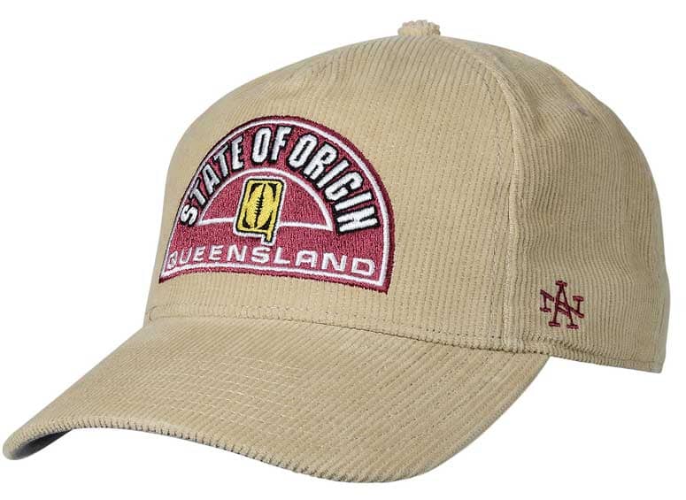 QLD Maroons 2023 State of Origin 90's Retro Khaki Corduroy Slouch Cap
